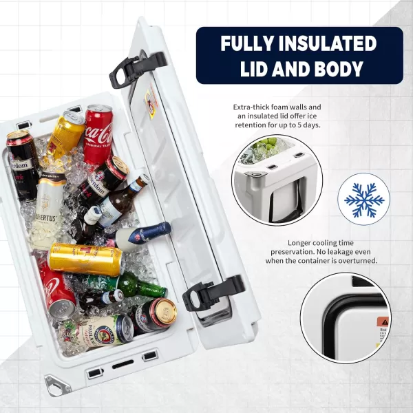 EchoSmile 303540 Quart Rotomolded Cooler 5 Days Protale Ice Cooler Ice Chest Suit for BBQ Camping Pincnic and Other Outdoor ActivitiesWhite