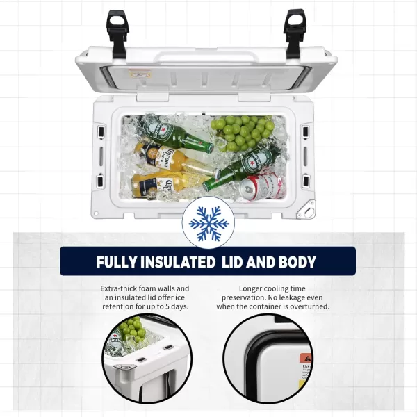 EchoSmile 303540 Quart Rotomolded Cooler 5 Days Protale Ice Cooler Ice Chest Suit for BBQ Camping Pincnic and Other Outdoor ActivitiesWhite