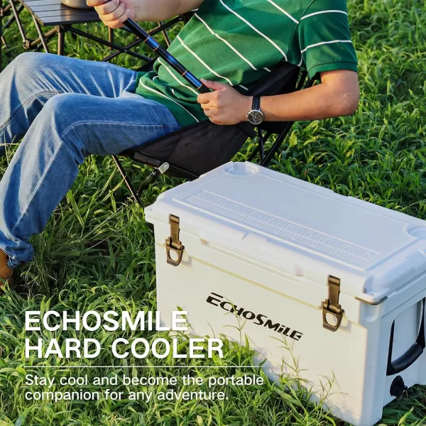 EchoSmile 303540 Quart Rotomolded Cooler 5 Days Protale Ice Cooler Ice Chest Suit for BBQ Camping Pincnic and Other Outdoor ActivitiesWhite