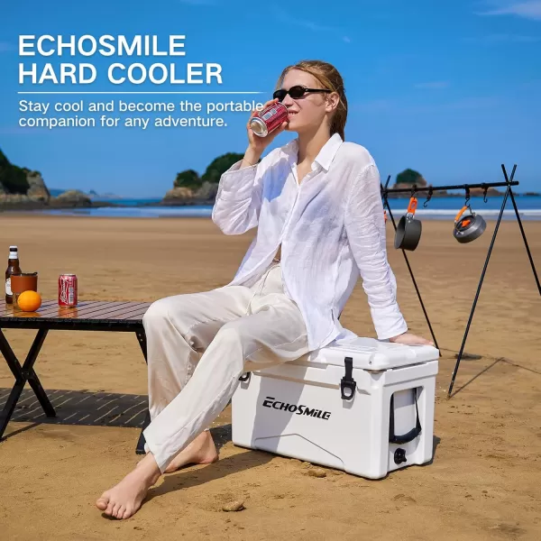 EchoSmile 303540 Quart Rotomolded Cooler 5 Days Protale Ice Cooler Ice Chest Suit for BBQ Camping Pincnic and Other Outdoor ActivitiesWhite