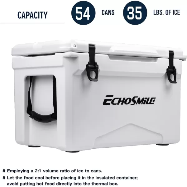 EchoSmile 303540 Quart Rotomolded Cooler 5 Days Protale Ice Cooler Ice Chest Suit for BBQ Camping Pincnic and Other Outdoor ActivitiesWhite