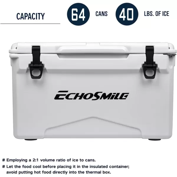 EchoSmile 303540 Quart Rotomolded Cooler 5 Days Protale Ice Cooler Ice Chest Suit for BBQ Camping Pincnic and Other Outdoor ActivitiesWhite