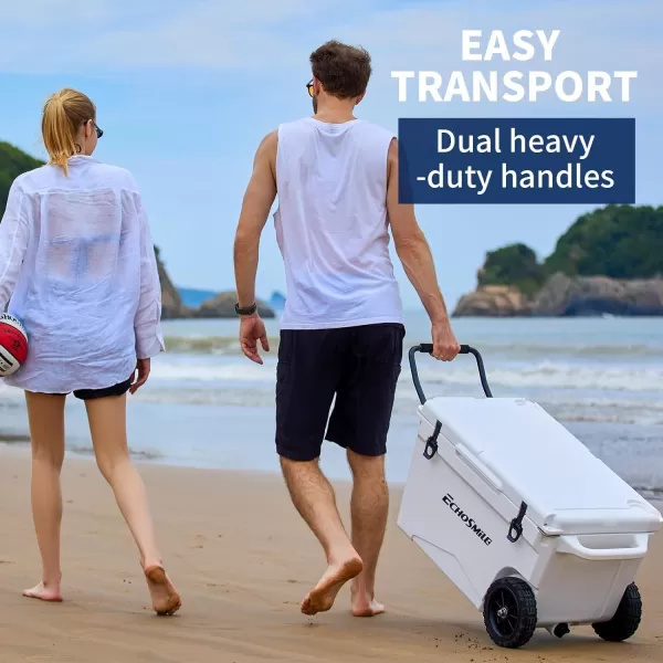 EchoSmile 6075 Quart Rotomolded Cooler Lightweight 5 Days Long Lasting Ice Cooler Ice Chest Suit for BBQ Camping Pincnic and Other Outdoor ActivitiesWhite 60 Quart