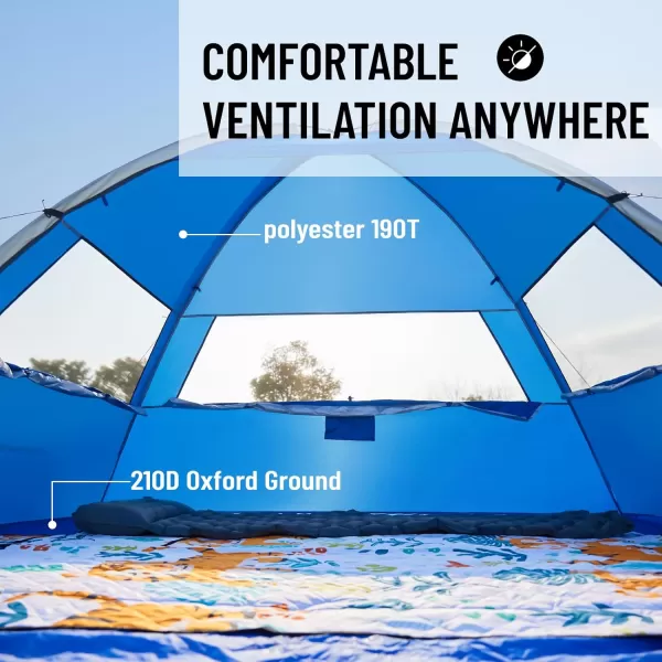 EchoSmile Beach Tent Sun Shelter for 4 Person Beach Canopy Sun Protection UPF 50 Easy Setup ampamp Lightweight ampamp Portable Cabana Tent Sun Shade for Baby Toddler Kid Adult White ampamp BlueDark Blue 4 Person