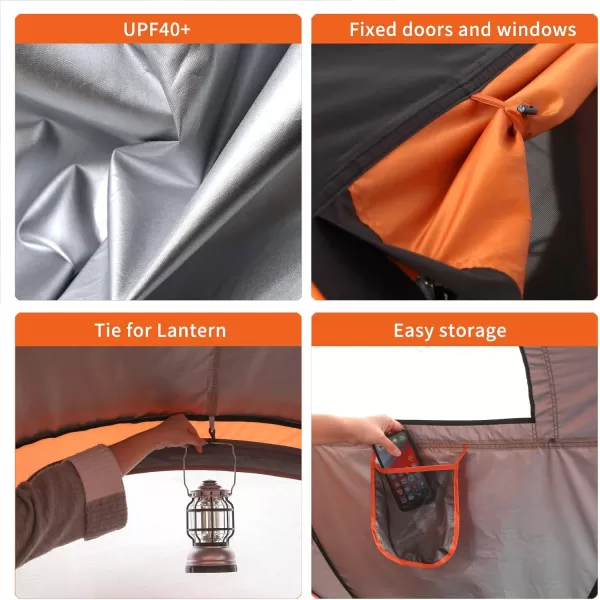 EchoSmile Camping Instant Tent 246810 Person Pop Up Tent Water Resistant Dome Tent Easy Setup for Camping Hiking and Outdoor Portable Tent with Carry Bag for 3 SeasonsBlack  Orange 4 Person