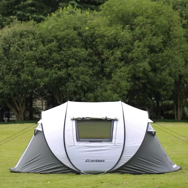 EchoSmile Camping Instant Tent 246810 Person Pop Up Tent Water Resistant Dome Tent Easy Setup for Camping Hiking and Outdoor Portable Tent with Carry Bag for 3 SeasonsWhite  Grey 4 Person