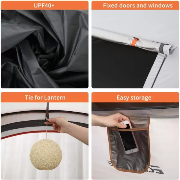 EchoSmile Camping Instant Tent 246810 Person Pop Up Tent Water Resistant Dome Tent Easy Setup for Camping Hiking and Outdoor Portable Tent with Carry Bag for 3 SeasonsWhite  Brown 4 Person