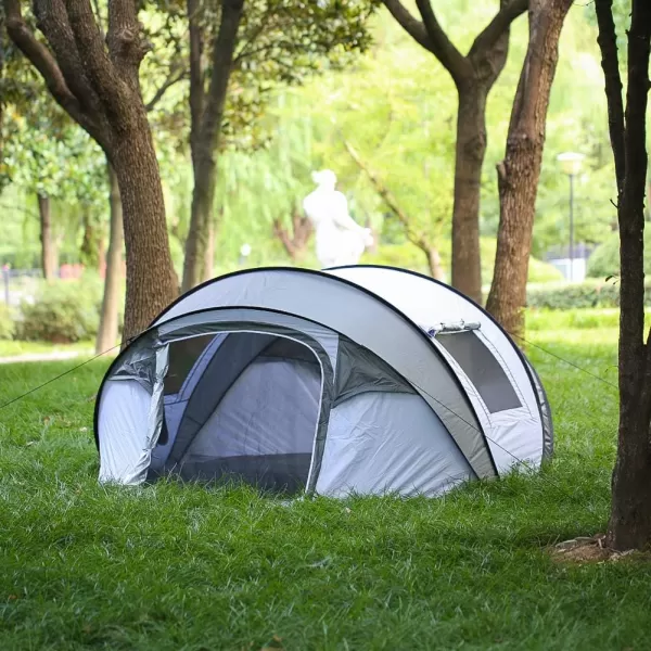EchoSmile Camping Instant Tent 246810 Person Pop Up Tent Water Resistant Dome Tent Easy Setup for Camping Hiking and Outdoor Portable Tent with Carry Bag for 3 SeasonsWhite  Grey 6 Person