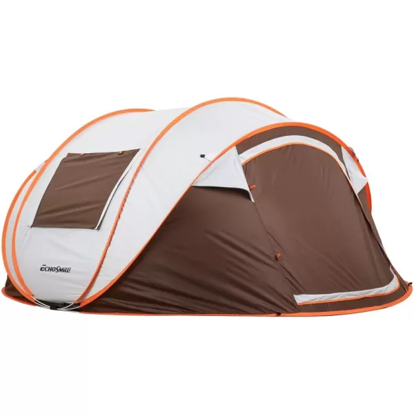 EchoSmile Camping Instant Tent 246810 Person Pop Up Tent Water Resistant Dome Tent Easy Setup for Camping Hiking and Outdoor Portable Tent with Carry Bag for 3 SeasonsWhite  Brown 4 Person