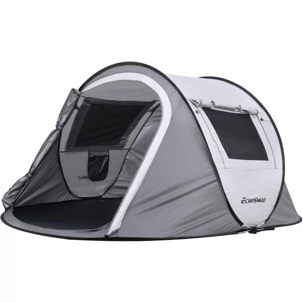EchoSmile Camping Instant Tent 246810 Person Pop Up Tent Water Resistant Dome Tent Easy Setup for Camping Hiking and Outdoor Portable Tent with Carry Bag for 3 SeasonsWhite  Gray 2 Person