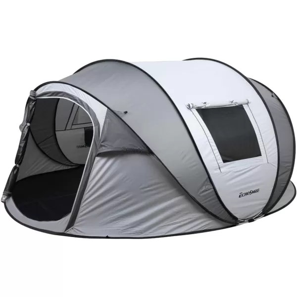 EchoSmile Camping Instant Tent 246810 Person Pop Up Tent Water Resistant Dome Tent Easy Setup for Camping Hiking and Outdoor Portable Tent with Carry Bag for 3 SeasonsWhite  Grey 6 Person
