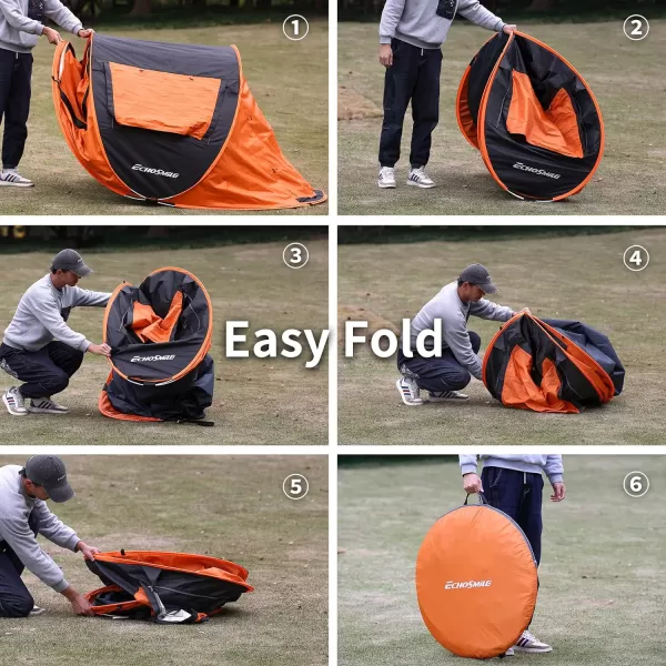 EchoSmile Camping Instant Tent 246810 Person Pop Up Tent Water Resistant Dome Tent Easy Setup for Camping Hiking and Outdoor Portable Tent with Carry Bag for 3 SeasonsBlack  Orange 2 Person