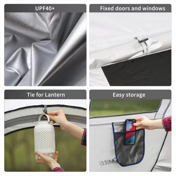 EchoSmile Camping Instant Tent 246810 Person Pop Up Tent Water Resistant Dome Tent Easy Setup for Camping Hiking and Outdoor Portable Tent with Carry Bag for 3 SeasonsWhite  Gray 2 Person