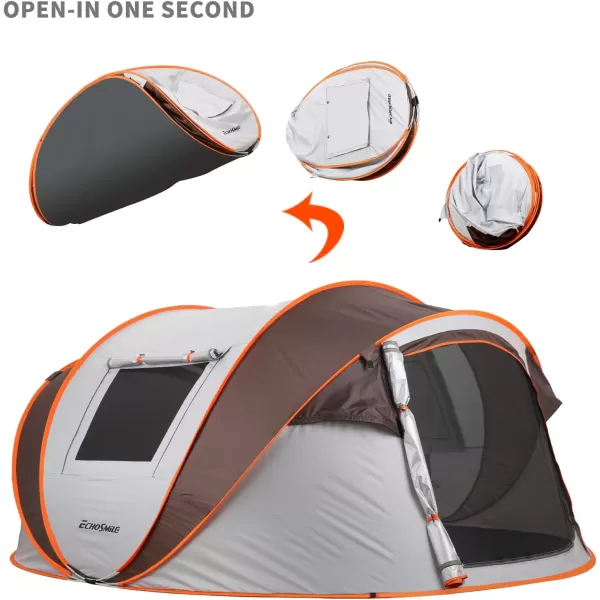 EchoSmile Camping Instant Tent 246810 Person Pop Up Tent Water Resistant Dome Tent Easy Setup for Camping Hiking and Outdoor Portable Tent with Carry Bag for 3 SeasonsWhite  Brown 6 Person