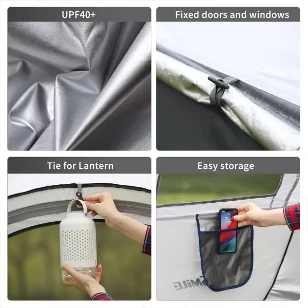 EchoSmile Camping Instant Tent 246810 Person Pop Up Tent Water Resistant Dome Tent Easy Setup for Camping Hiking and Outdoor Portable Tent with Carry Bag for 3 SeasonsWhite  Grey 4 Person
