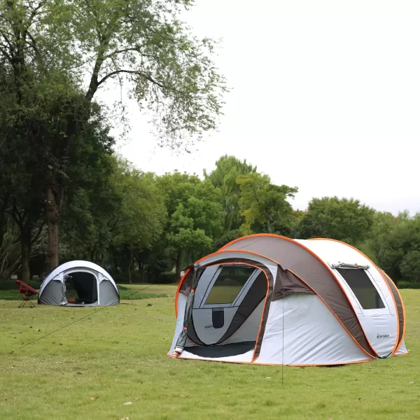 EchoSmile Camping Instant Tent 246810 Person Pop Up Tent Water Resistant Dome Tent Easy Setup for Camping Hiking and Outdoor Portable Tent with Carry Bag for 3 SeasonsWhite  Brown 6 Person