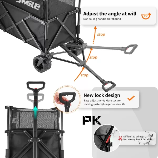EchoSmile Collapsible Outdoor Utility Wagon Beach Wagon for Sand with Big Wheels Camping Portable Cart Heavy Duty 480lbs Capacity Utility WagonFolding Wagon with Oxford FabricMesh Fabric