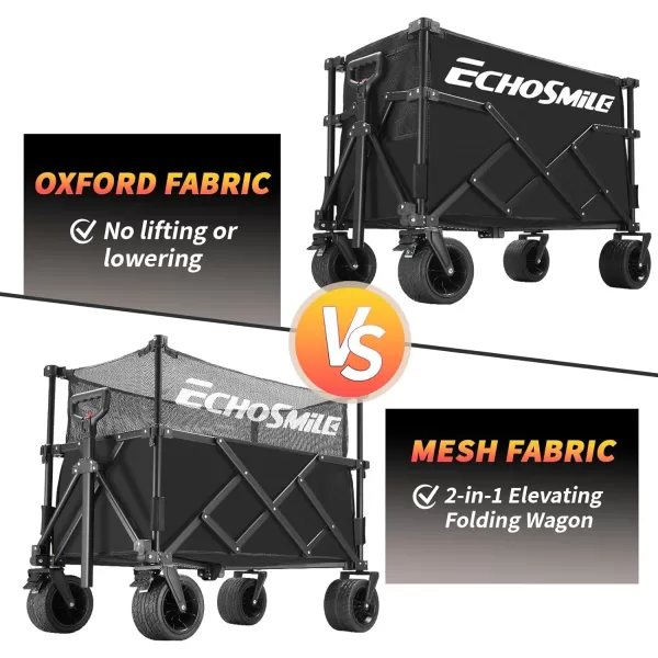 EchoSmile Collapsible Outdoor Utility Wagon Beach Wagon for Sand with Big Wheels Camping Portable Cart Heavy Duty 480lbs Capacity Utility WagonFolding Wagon with Oxford FabricOxford Fabric