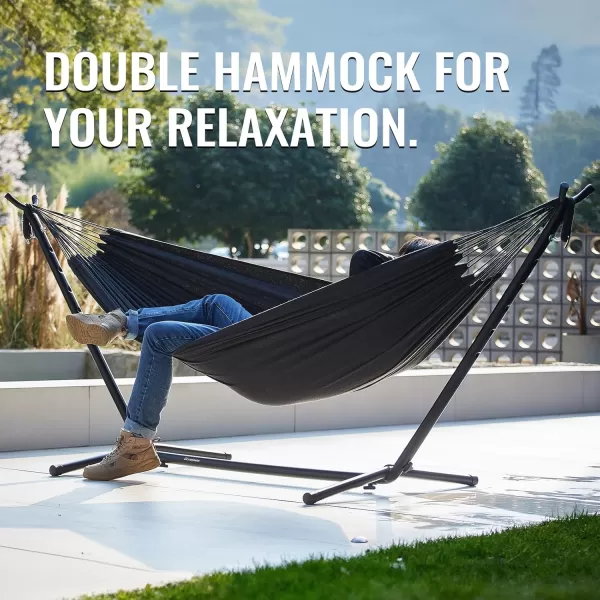 EchoSmile Double Hammock with Detachable Stand  Heavy Duty 2 Person Hammock  480 lbs Capacity  Adjustable Hooks  Durable Steel Frame for IndoorOutdoor Use  BlueGrey
