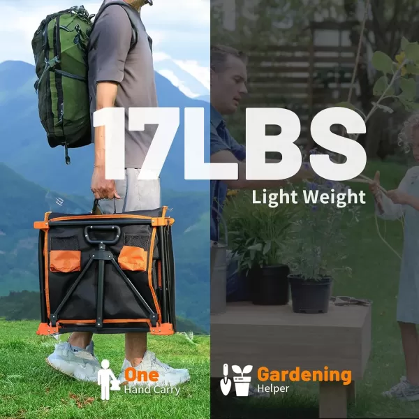EchoSmile Heavy Duty 350 Lbs Capacity Collapsible Wagon Outdoor Folding Camping Grocery Portable Utility Cart Adjustable Rolling Carts All Terrain Sports Beach Wagon with Big Wheels BlackBlack  Orange