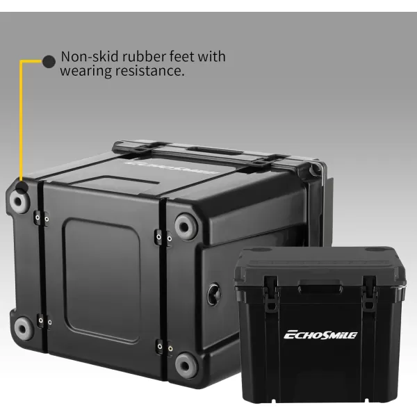 EchoSmile Insulated Portable Cooler 1445 Qt Rotomolded Cooler with Sealing Ring 5 Days Ice Cooler Lightweight Ice Chest Box Hard Cooler for BBQ Beach Drink Camping PicnicBlack 45QT