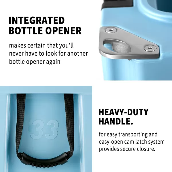 EchoSmile Insulated Portable Cooler 1445 Qt Rotomolded Cooler with Sealing Ring 5 Days Ice Cooler Lightweight Ice Chest Box Hard Cooler for BBQ Beach Drink Camping PicnicBlue  White 35QT