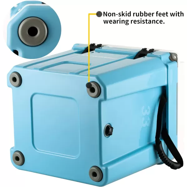 EchoSmile Insulated Portable Cooler 1445 Qt Rotomolded Cooler with Sealing Ring 5 Days Ice Cooler Lightweight Ice Chest Box Hard Cooler for BBQ Beach Drink Camping PicnicBlue  White 35QT
