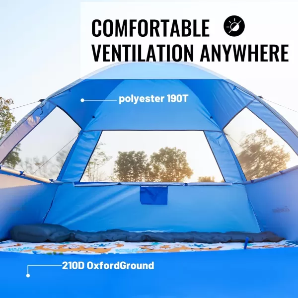 EchoSmile UPF 50 Pop Up Beach Tent Sun Shelter for 34 Person Beach Canopy Tent Sun Shade with Extended Floor Portable Beach Umbrella Cabana Beach Essential for Baby Toddler Adult Dark BlueDark Blue