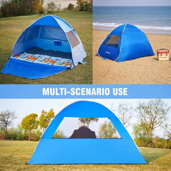 EchoSmile UPF 50 Pop Up Beach Tent Sun Shelter for 34 Person Beach Canopy Tent Sun Shade with Extended Floor Portable Beach Umbrella Cabana Beach Essential for Baby Toddler Adult Dark BlueDark Blue