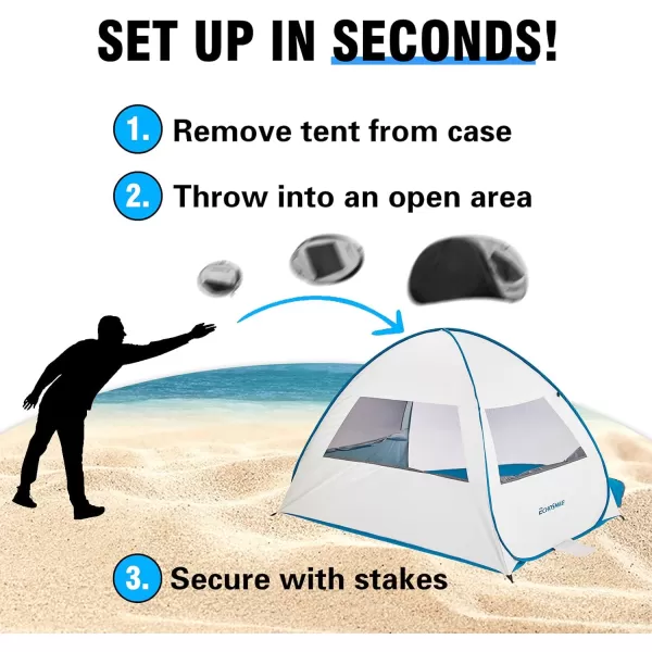 EchoSmile UPF 50 Pop Up Beach Tent Sun Shelter for 34 Person Beach Canopy Tent Sun Shade with Extended Floor Portable Beach Umbrella Cabana Beach Essential for Baby Toddler Adult Dark BlueWhite  Blue