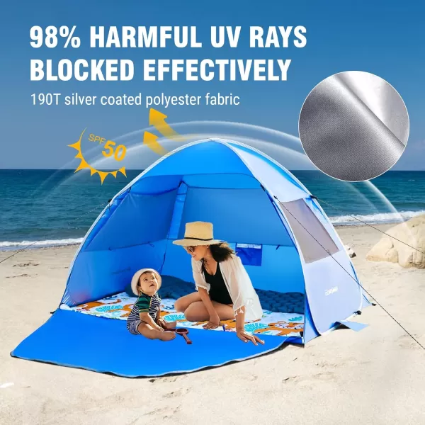 EchoSmile UPF 50 Pop Up Beach Tent Sun Shelter for 34 Person Beach Canopy Tent Sun Shade with Extended Floor Portable Beach Umbrella Cabana Beach Essential for Baby Toddler Adult Dark BlueDark Blue