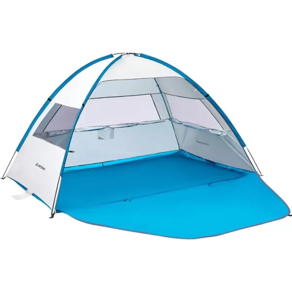 EchoSmile Beach Tent Sun Shelter for 4 Person Beach Canopy Sun Protection UPF 50 Easy Setup ampamp Lightweight ampamp Portable Cabana Tent Sun Shade for Baby Toddler Kid Adult White ampamp BlueWhite  Blue 4 Person