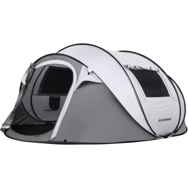 EchoSmile Camping Instant Tent 246810 Person Pop Up Tent Water Resistant Dome Tent Easy Setup for Camping Hiking and Outdoor Portable Tent with Carry Bag for 3 SeasonsWhite  Grey 4 Person