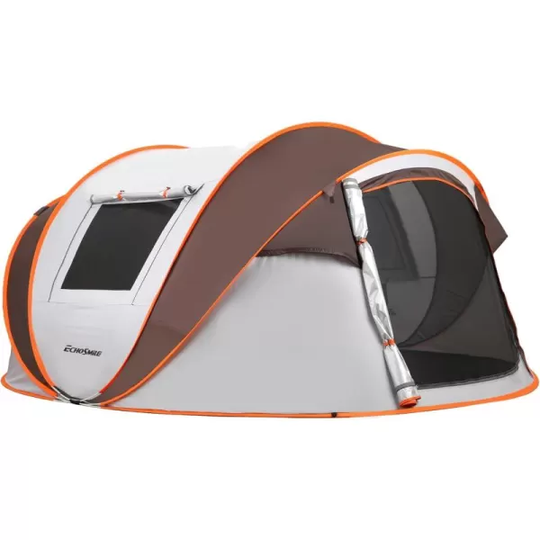 EchoSmile Camping Instant Tent 246810 Person Pop Up Tent Water Resistant Dome Tent Easy Setup for Camping Hiking and Outdoor Portable Tent with Carry Bag for 3 SeasonsWhite  Brown 6 Person