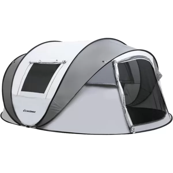 EchoSmile Camping Instant Tent 246810 Person Pop Up Tent Water Resistant Dome Tent Easy Setup for Camping Hiking and Outdoor Portable Tent with Carry Bag for 3 SeasonsWhite  Grey 6 Person