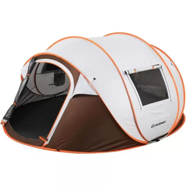 EchoSmile Camping Instant Tent 246810 Person Pop Up Tent Water Resistant Dome Tent Easy Setup for Camping Hiking and Outdoor Portable Tent with Carry Bag for 3 SeasonsWhite  Brown 4 Person