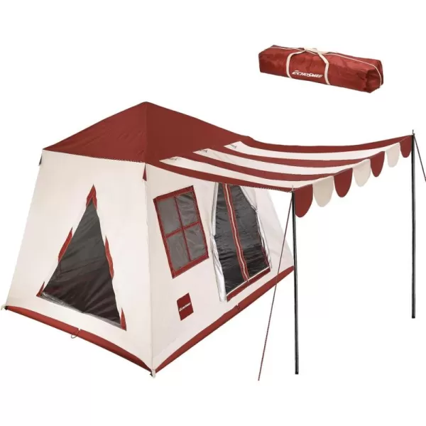 EchoSmile Camping Tent with Vestibule 456 Person Instant Cabin Tent Water Resistant Glamping Tent Easy Setup for Trekking Hiking Outdoor Ultralight Tent with Carry Bag Red Stripped Tent