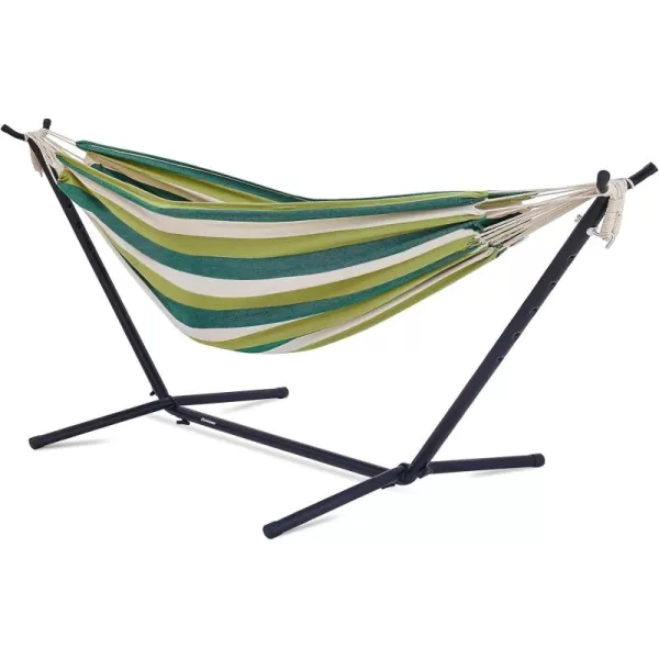 EchoSmile Double Hammock with Detachable Stand  Heavy Duty 2 Person Hammock  480 lbs Capacity  Adjustable Hooks  Durable Steel Frame for IndoorOutdoor Use  BlueGreen