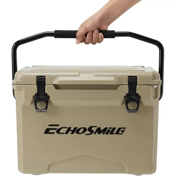 EchoSmile Insulated Portable Cooler 121825 Qt Rotomolded Cooler with Sealing Ring Lightweight Ice Chest Box Hard Cooler for BBQ Beach Drink Camping PicnicKhaki