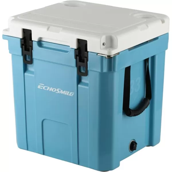EchoSmile Insulated Portable Cooler 1445 Qt Rotomolded Cooler with Sealing Ring 5 Days Ice Cooler Lightweight Ice Chest Box Hard Cooler for BBQ Beach Drink Camping PicnicBlue  White 35QT