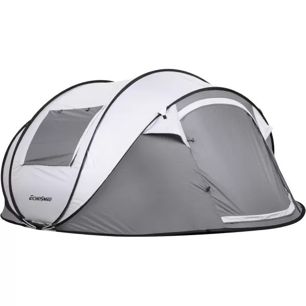 EchoSmile Camping Instant Tent 246810 Person Pop Up Tent Water Resistant Dome Tent Easy Setup for Camping Hiking and Outdoor Portable Tent with Carry Bag for 3 SeasonsWhite  Grey 4 Person