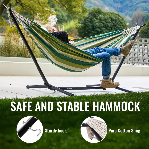 EchoSmile Double Hammock with Detachable Stand  Heavy Duty 2 Person Hammock  480 lbs Capacity  Adjustable Hooks  Durable Steel Frame for IndoorOutdoor Use  BlueGreen