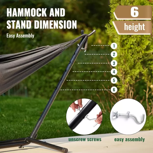 EchoSmile Double Hammock with Detachable Stand  Heavy Duty 2 Person Hammock  480 lbs Capacity  Adjustable Hooks  Durable Steel Frame for IndoorOutdoor Use  BlueGrey