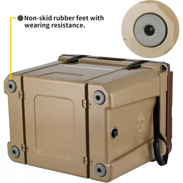 EchoSmile Insulated Portable Cooler 1445 Qt Rotomolded Cooler with Sealing Ring 5 Days Ice Cooler Lightweight Ice Chest Box Hard Cooler for BBQ Beach Drink Camping PicnicKhaki 45QT