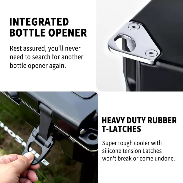 EchoSmile Insulated Portable Cooler 1445 Qt Rotomolded Cooler with Sealing Ring 5 Days Ice Cooler Lightweight Ice Chest Box Hard Cooler for BBQ Beach Drink Camping PicnicBlack Wheeled 45QT