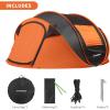 imageEchoSmile Camping Instant Pop Up Tent 246810 Person Water Resistant Dome Easy Setup for Camping Hiking and Outdoor Portable with Carry Bag 3 SeasonBlack  Orange 4 Person