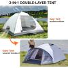 imageEchoSmile Camping Tent with Vestibule 234 Person Water Resistant Dome Portable with Rainfly ampamp Carry Bag Easy Setup for Outdoor Camping 3 SeasonGray  White4 Person