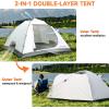 imageEchoSmile Camping Tent with Vestibule 234 Person Water Resistant Dome Portable with Rainfly ampamp Carry Bag Easy Setup for Outdoor Camping 3 SeasonWhite  Gray4 Person