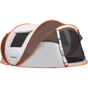 imageEchoSmile Camping Instant Pop Up Tent 246810 Person Water Resistant Dome Easy Setup for Camping Hiking and Outdoor Portable with Carry Bag 3 SeasonWhite  Brown 6 Person