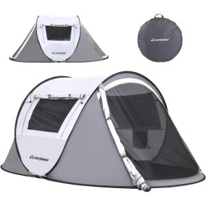 imageEchoSmile Camping Instant Pop Up Tent 246810 Person Water Resistant Dome Easy Setup for Camping Hiking and Outdoor Portable with Carry Bag 3 SeasonWhite  Gray 2 Person